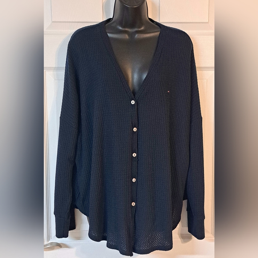 Tommy Hilfiger Blue Lightweight Cardigan Sweater